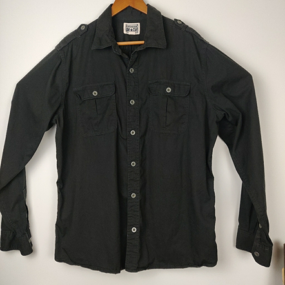 XL Men's Black Converse Long Sleeve Button up